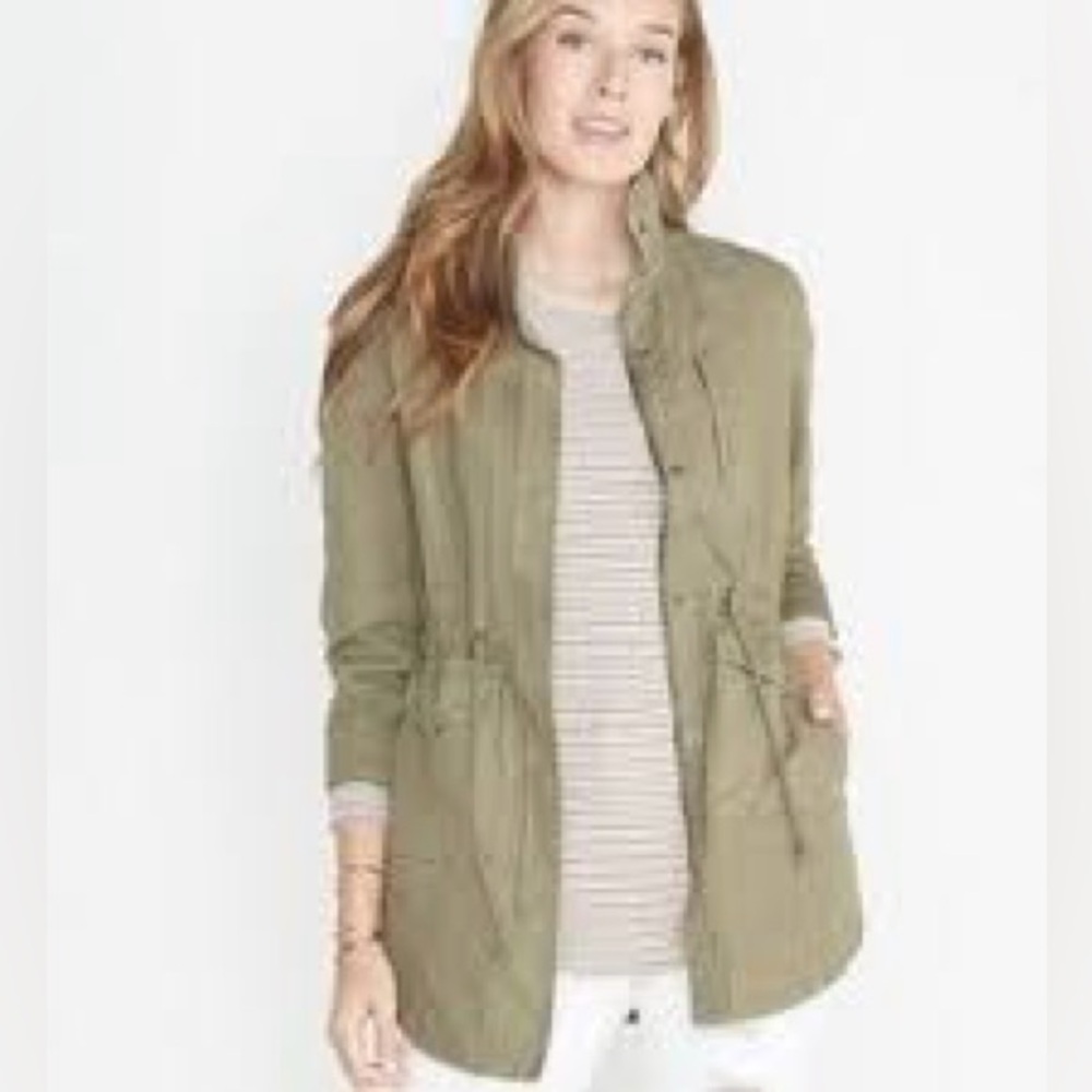Artisan NY Olive Green 100% Linen Lightweight Utility Military Jacket